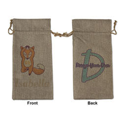 Foxy Yoga Large Burlap Gift Bag - Front & Back (Personalized)