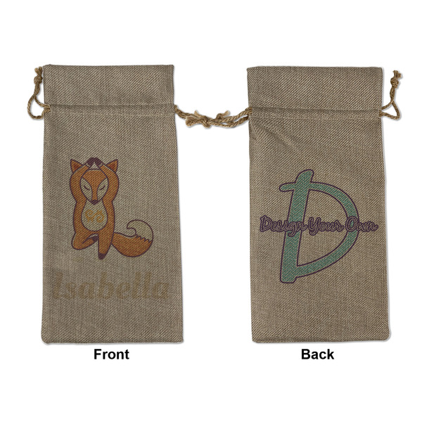 Custom Foxy Yoga Large Burlap Gift Bag - Front & Back (Personalized)