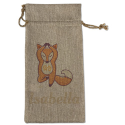 Foxy Yoga Large Burlap Gift Bag - Front (Personalized)