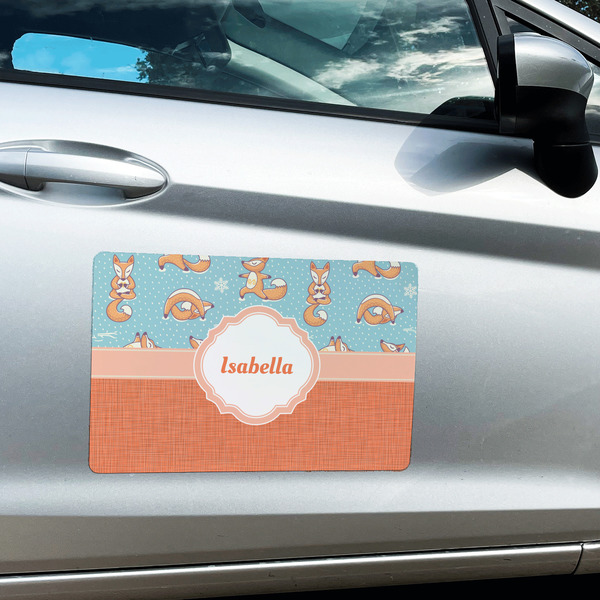Foxy Yoga Large Rectangle Car Magnets- In Context