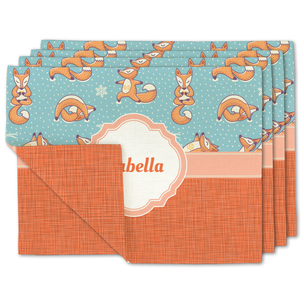 Custom Foxy Yoga Double-Sided Linen Placemat - Set of 4 w/ Name or Text