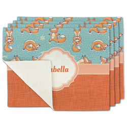 Foxy Yoga Single-Sided Linen Placemat - Set of 4 w/ Name or Text