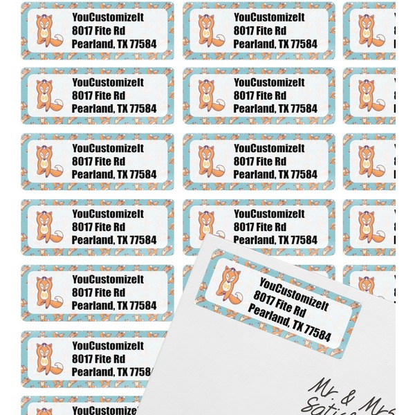 Foxy Yoga Mailing Label on Envelope - Multiple Labels