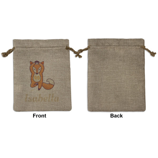 Foxy Yoga Medium Burlap Gift Bag - Front Approval