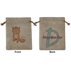 Foxy Yoga Medium Burlap Gift Bag - Front & Back (Personalized)