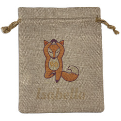 Foxy Yoga Medium Burlap Gift Bag - Front (Personalized)