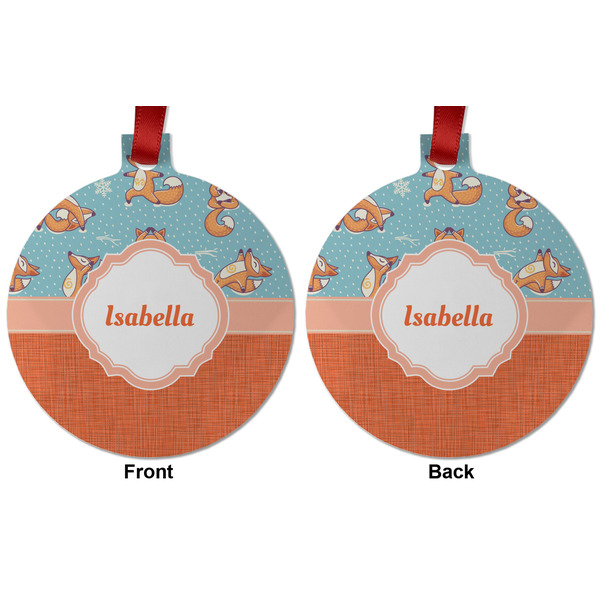 Foxy Yoga Metal Ball Ornament - Front and Back
