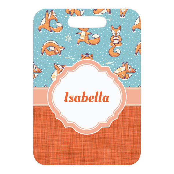 Foxy Yoga Metal Luggage Tag - Front Without Strap