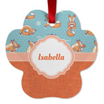 Foxy Yoga Metal Paw Ornament - Double Sided w/ Name or Text