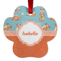 Foxy Yoga Metal Paw Ornament - Double Sided w/ Name or Text