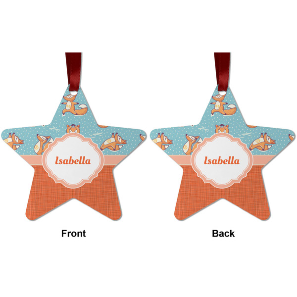 Foxy Yoga Metal Star Ornament - Front and Back