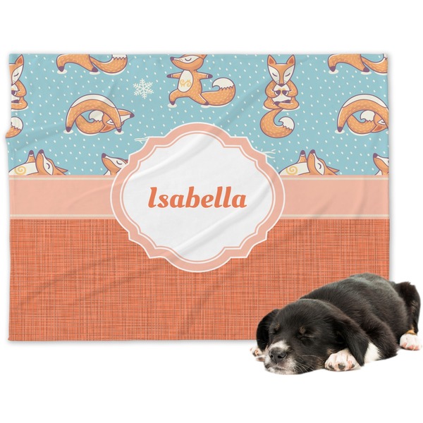 Custom Foxy Yoga Dog Blanket - Large (Personalized)