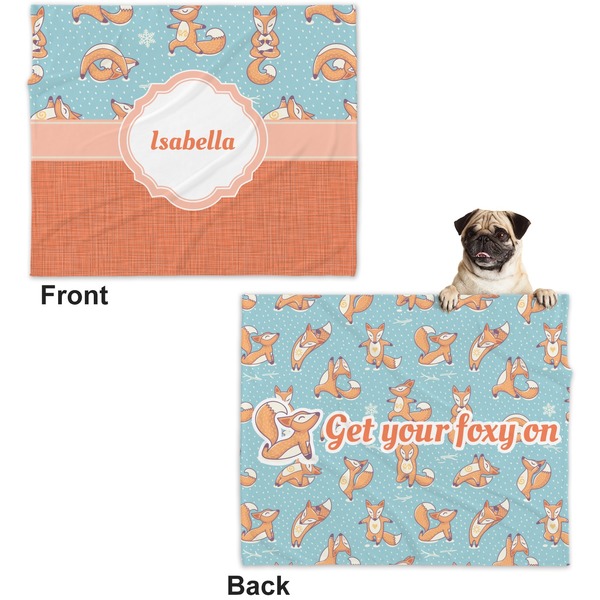 Foxy Yoga Microfleece Dog Blanket - Large- Front & Back