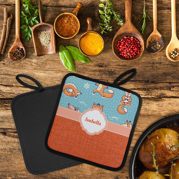 Foxy Yoga Neoprene Pot Holder - Set of 2  LIFESTYLE (Flatlay)