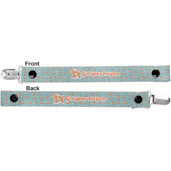 Foxy Yoga Pacifier Clip - Front and Back
