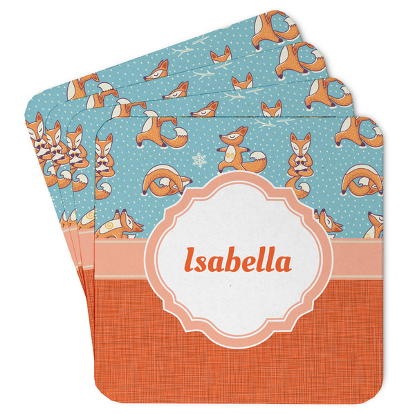 Custom Foxy Yoga Paper Coasters w/ Name or Text