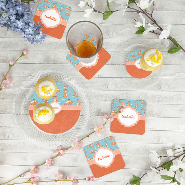 Foxy Yoga Paper Coasters - In Context