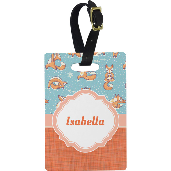 Custom Foxy Yoga Plastic Luggage Tag - Rectangular w/ Name or Text