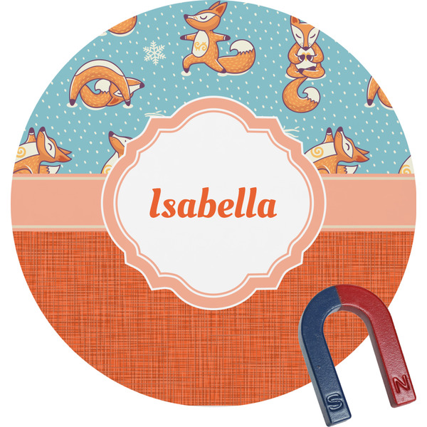 Custom Foxy Yoga Round Fridge Magnet (Personalized)