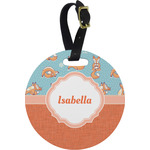 Foxy Yoga Plastic Luggage Tag - Round (Personalized)