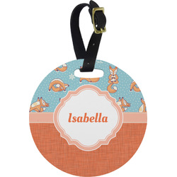Foxy Yoga Plastic Luggage Tag - Round (Personalized)
