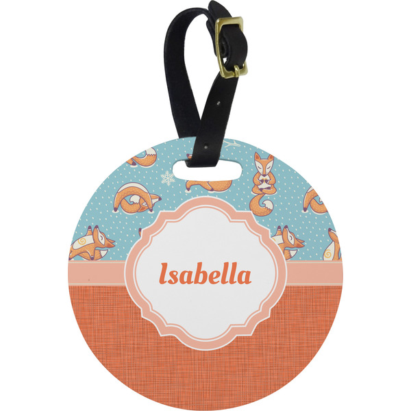 Custom Foxy Yoga Plastic Luggage Tag - Round (Personalized)