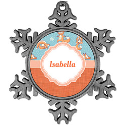 Foxy Yoga Vintage Snowflake Ornament (Personalized)