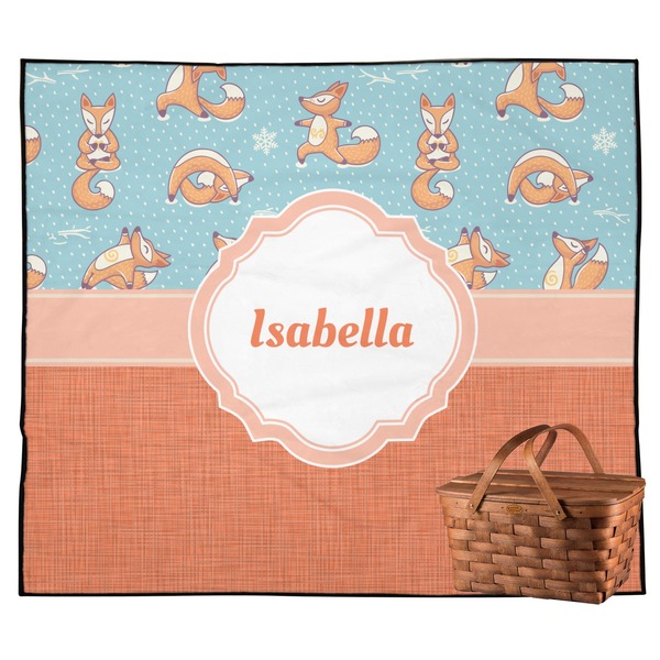 Custom Foxy Yoga Outdoor Picnic Blanket (Personalized)