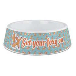 Foxy Yoga Plastic Dog Bowl - Large (Personalized)