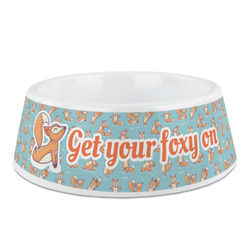 Foxy Yoga Plastic Dog Bowl - Medium (Personalized)