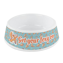 Foxy Yoga Plastic Dog Bowl - Small (Personalized)