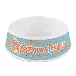 Foxy Yoga Plastic Dog Bowl - Small (Personalized)