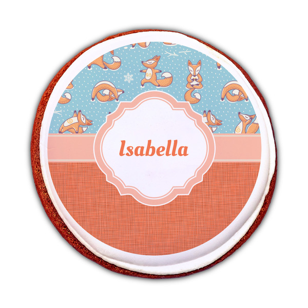 Foxy Yoga Printed Icing Circle - Medium - On Cookie