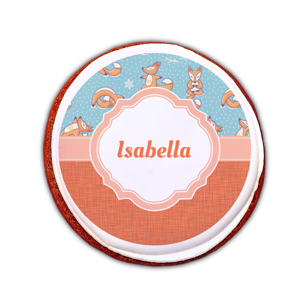 Foxy Yoga Printed Icing Circle - Small - On Cookie