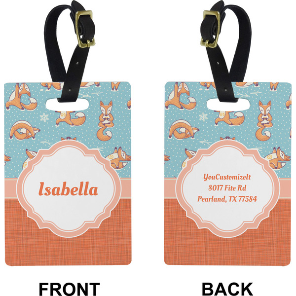 Foxy Yoga Rectangle Luggage Tag (Front + Back)
