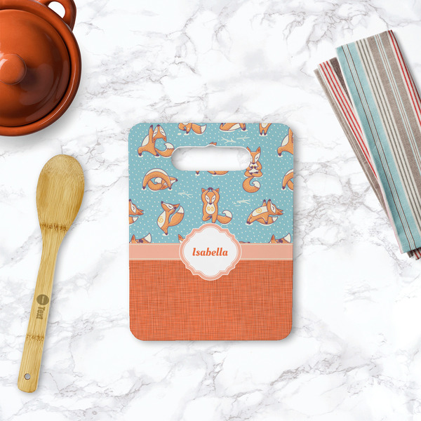 Foxy Yoga Rectangle Trivet with Handle - LIFESTYLE