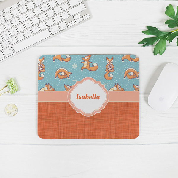 Foxy Yoga Rectangular Mouse Pad - LIFESTYLE 2