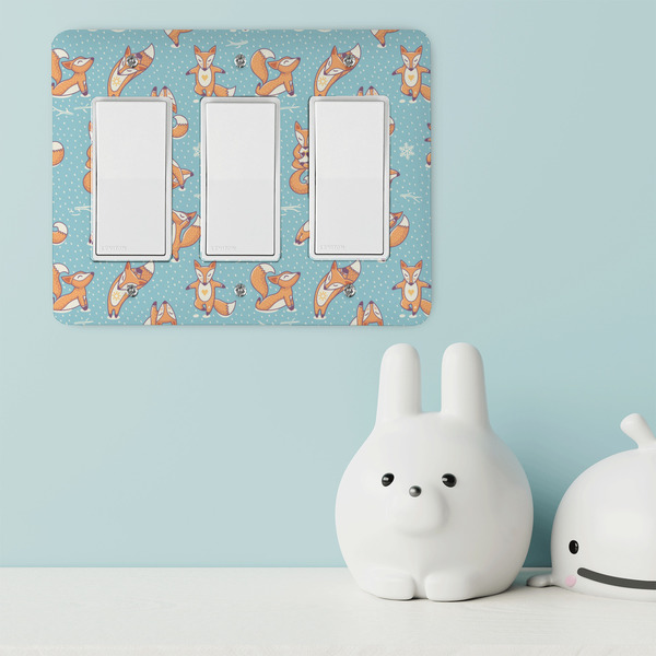 Foxy Yoga Rocker Light Switch Covers - Triple - IN CONTEXT