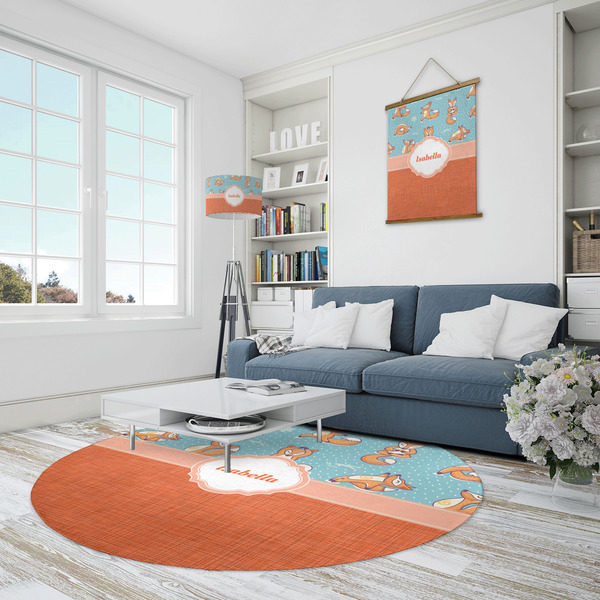 Foxy Yoga Round Area Rug - IN CONTEXT