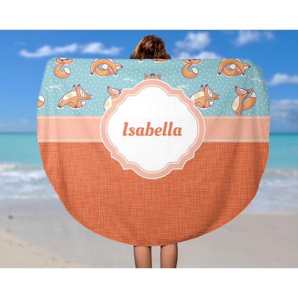 Foxy Yoga Round Beach Towel - In Use
