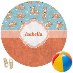 Foxy Yoga Round Beach Towel (Personalized)