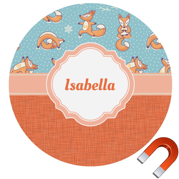 Custom Foxy Yoga Round Car Magnet - 10" (Personalized)