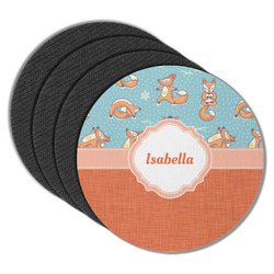 Foxy Yoga Round Rubber Backed Coasters - Set of 4 (Personalized)