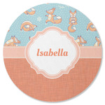 Foxy Yoga Round Rubber Backed Coaster (Personalized)