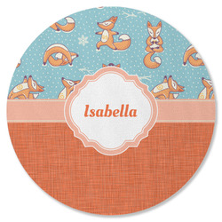 Foxy Yoga Round Rubber Backed Coaster (Personalized)