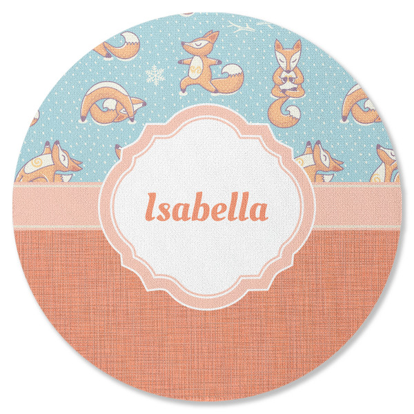 Custom Foxy Yoga Round Rubber Backed Coaster (Personalized)