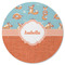 Foxy Yoga Round Rubber Backed Coaster (Personalized)