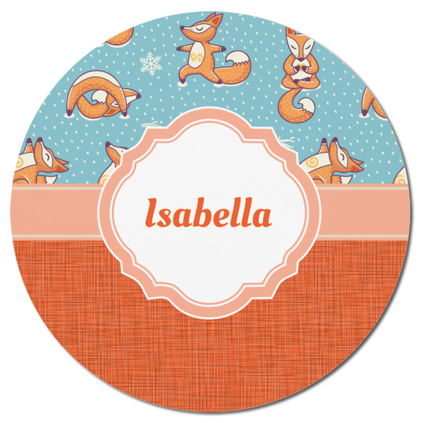 Foxy Yoga Round Fridge Magnet - FRONT