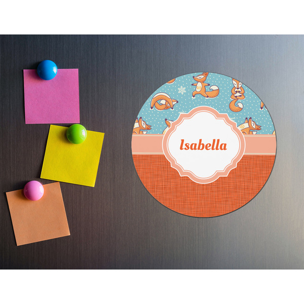 Foxy Yoga Round Fridge Magnet - LIFESTYLE