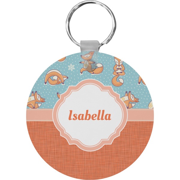 Custom Foxy Yoga Round Plastic Keychain (Personalized)